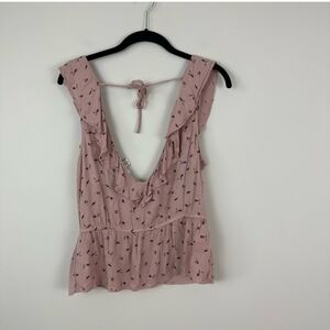 American Eagle | Pink Ruffle Floral Sleeveless Tank Top Size XS